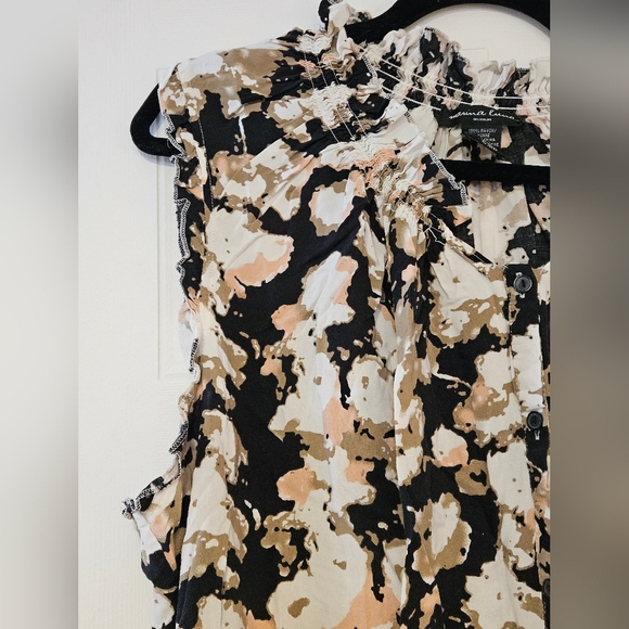 Floral Print Rayon Ruffle Sleeve Top Plus Sz 3X shirt flowy NWOT button down - Picture 3 of 4